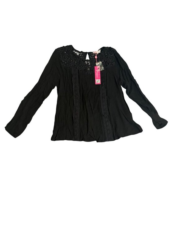 Ultrapink Tops - Ultrapink Black Lace Trim Blouse Size L with Tags